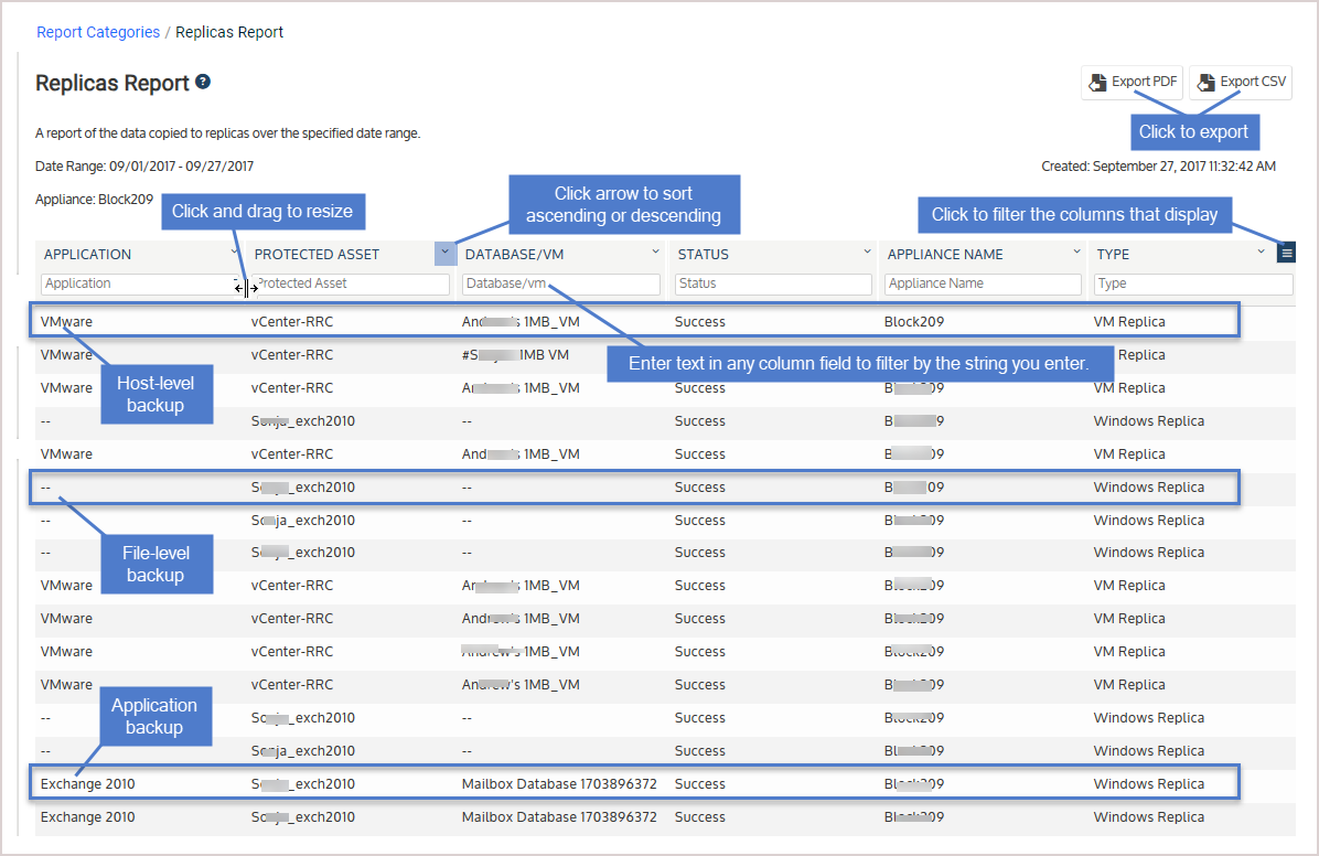 Replicas History Report